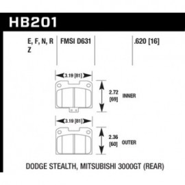 HAWK HB201E.620 brake pad set - Blue 9012 type