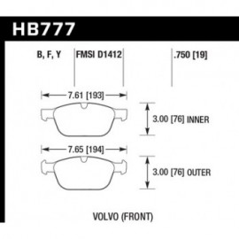 HAWK HB777F.750 brake pad set - HPS type