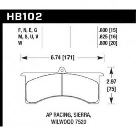 HAWK HB102V.600 brake pad set - HT-14 type