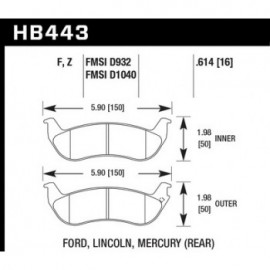 HAWK HB443Z.614 brake pad set - Perf. Ceramic type