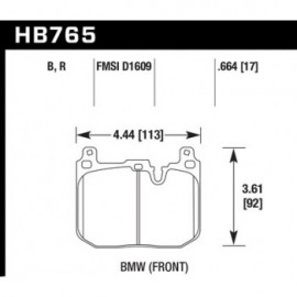 HAWK HB765B.664 brake pad set - HPS 5.0 type