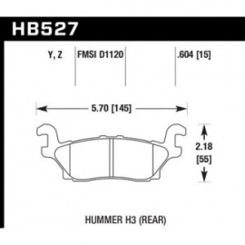 HAWK HB527Y.604 brake pad set - LTS type
