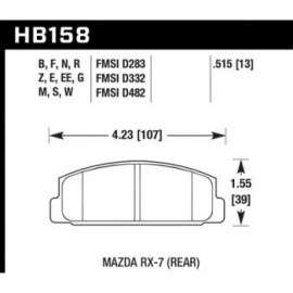 HAWK HB158E.515 brake pad set - Blue 9012 type (13 mm)