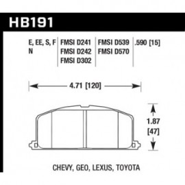 HAWK HB191S.590 brake pad set - HT-10 type (15 mm)