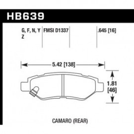 HAWK HB639G.645 brake pad set - DTC-60 type (17 mm)