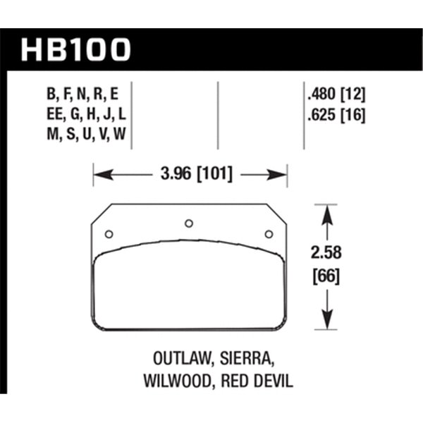HAWK HB100EE.480 brake pad set - Blue 42 type