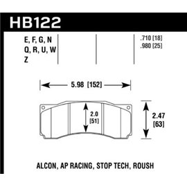 HAWK HB122W.980 brake pad set - DTC-30 type (25 mm)