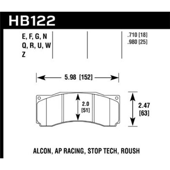 HAWK HB122U.710 brake pad set - DTC-70 type (18 mm)