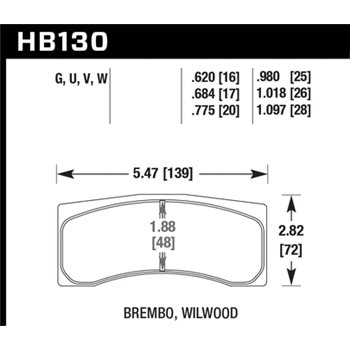 HAWK HB130U1.097 brake pad set - DTC-70 type (28 mm)