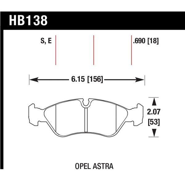 HAWK HB138S.690 brake pad set - HT-10 type (18 mm)