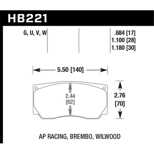 HAWK HB221U1.10 brake pad set - DTC-70 type (28 mm)