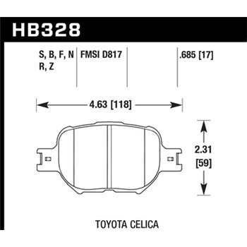 HAWK HB328S.685 brake pad set - HT-10 type (18 mm)