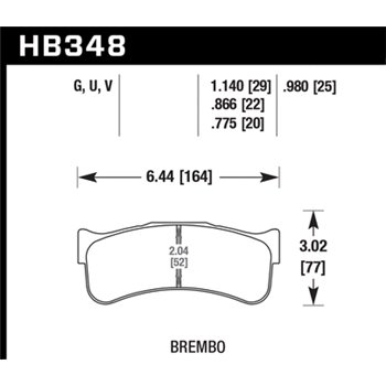 HAWK HB348U.866 brake pad set - DTC-70 type (22 mm)