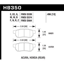 HAWK HB350G.496 brake pad set - DTC-60 type (13 mm)