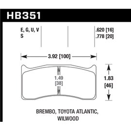 HAWK HB351U.778 brake pad set - DTC-70 type (20 mm)