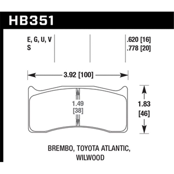 HAWK HB351S.620 brake pad set - HT-10 type (16 mm)