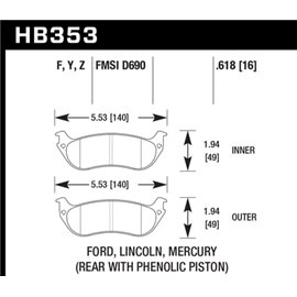HAWK HB353Y.618 brake pad set - LTS type