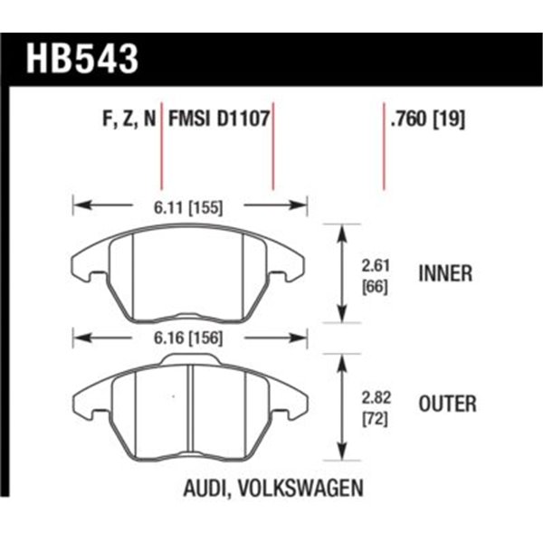 HAWK HB543F.760 brake pad set - HPS type