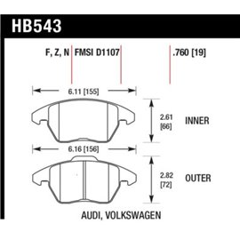 HAWK HB543N.760 brake pad set - HP Plus type
