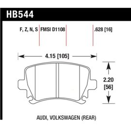 HAWK HB544S.628 brake pad set - HT-10 type (16 mm)