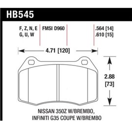 HAWK HB545W.564 brake pad set - DTC-30 type (14 mm)