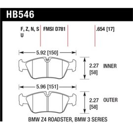 HAWK HB546S.654 brake pad set - HT-10 type (17 mm)