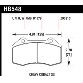 HAWK HB548U.590 brake pad set - DTC-70 type (15 mm)