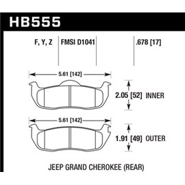 HAWK HB555Y.678 brake pad set - LTS type
