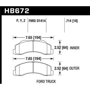 HAWK HB672Y.714 brake pad set - LTS type