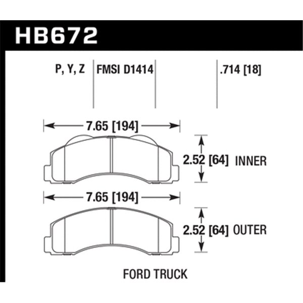 HAWK HB672Y.714 brake pad set - LTS type
