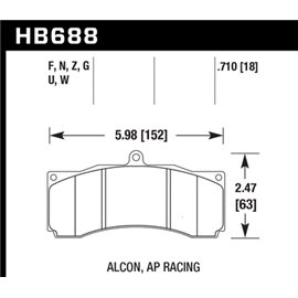 HAWK HB688G.710 brake pad set - DTC-60 (18 mm) type