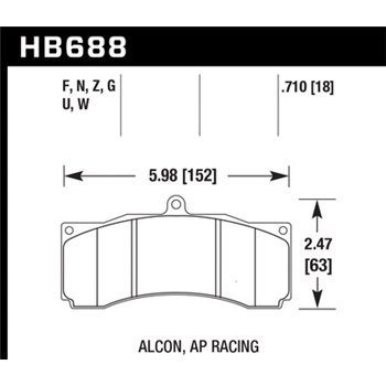 HAWK HB688U.710 brake pad set - DTC-70 (18 mm) type