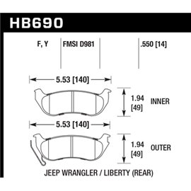 HAWK HB690Y.550 brake pad set - LTS type