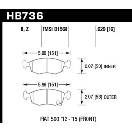HAWK HB736B.629 brake pad set - HPS 5.0 type