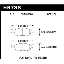 HAWK HB736Z.629 brake pad set - Perf. Ceramic type