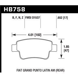HAWK HB758B.652 brake pad set - HPS 5.0 type