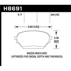 HAWK HB691G.644 brake pad set - DTC-60 (16 mm) type