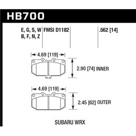 HAWK HB700E.562 brake pad set - Blue 9012 (14 mm) type