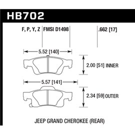 HAWK HB702Z.662 brake pad set - Perf. Ceramic type