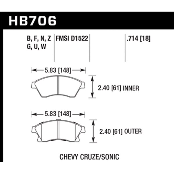 HAWK HB706Z.714 brake pad set - Perf. Ceramic type