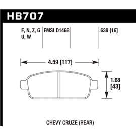 HAWK HB707U.638 brake pad set - DTC-70 (16 mm) type