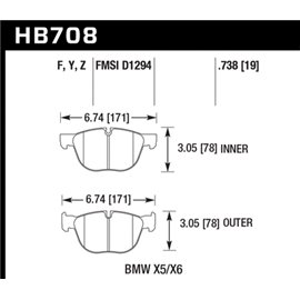 HAWK HB708F.738 brake pad set - HPS type