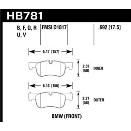 HAWK HB781U.692 brake pad sets DTC-70
