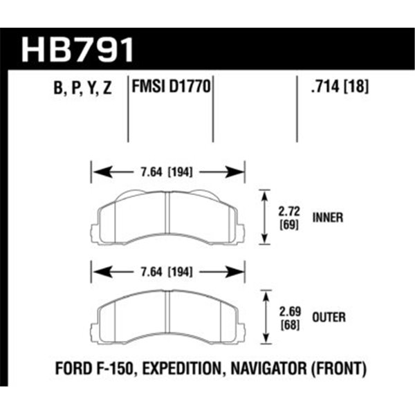 HAWK HB791B.714 brake pad sets HPS 5.0