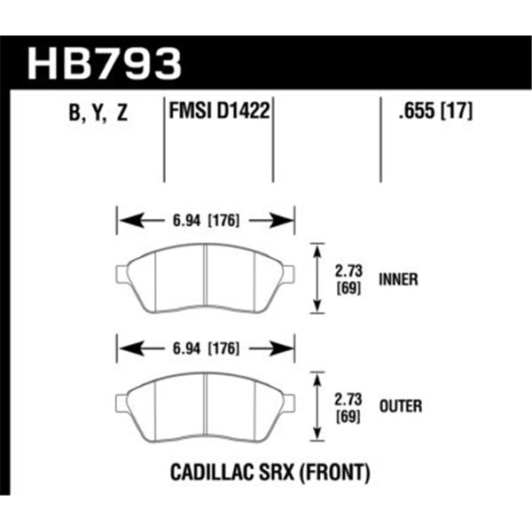 HAWK HB793Z.655 brake pad sets PC