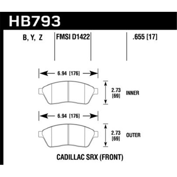 HAWK HB793Y.655 brake pad sets LTS