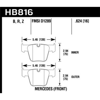 HAWK HB816R.624 brake pad sets Street Race