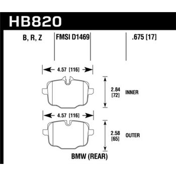 HAWK HB820B.675 brake pad sets HPS 5.0