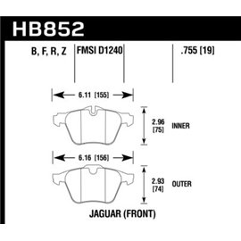 HAWK HB852Z.755 brake pad sets PC