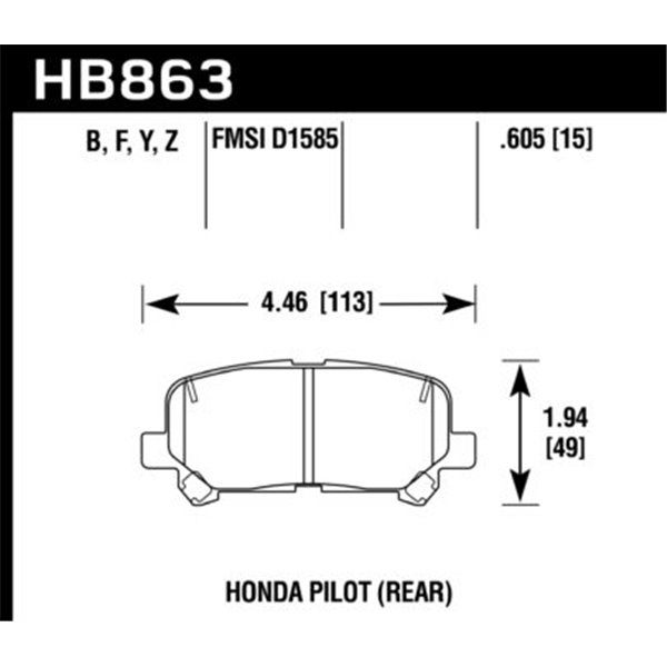 HAWK HB863Y.605 brake pad sets LTS